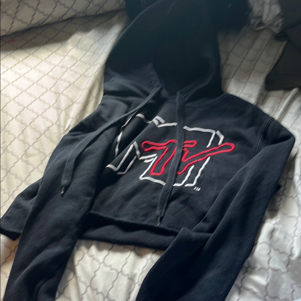 Black Hoodie with Red Logo